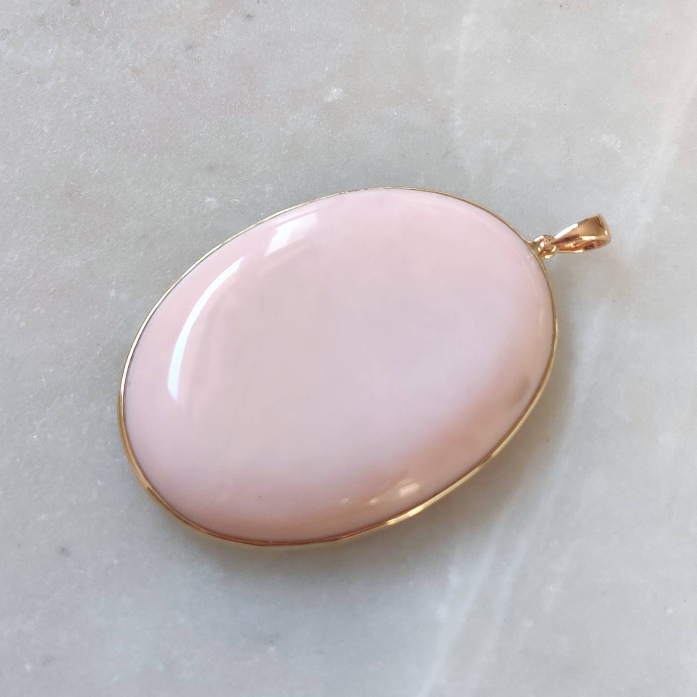 Natural Pink Opal Pendant, 14K Solid Gold Pink Opal Pendant, Solid Gold Bezel Pendant, October Birthstone, Opal Jewelry, Valentine Gift