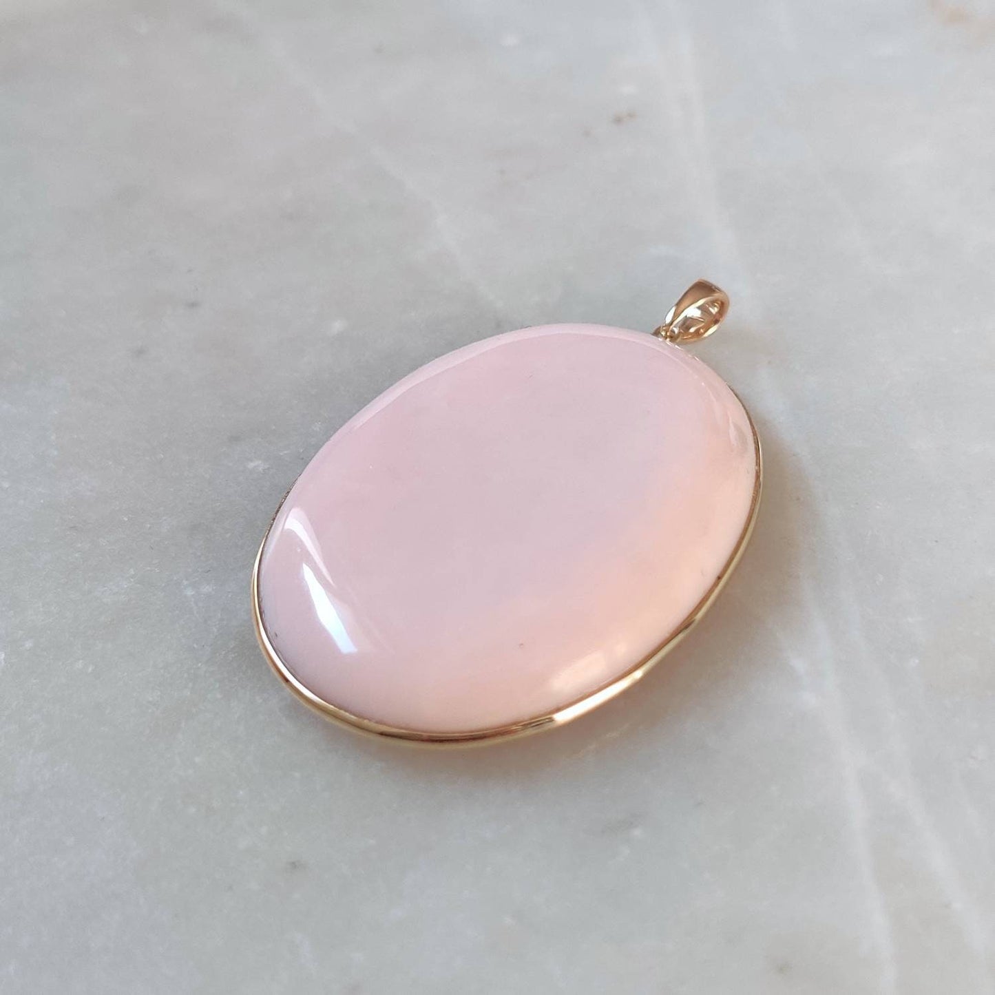 Natural Pink Opal Pendant, 14K Solid Gold Pink Opal Pendant, Solid Gold Bezel Pendant, October Birthstone, Opal Jewelry, Valentine Gift