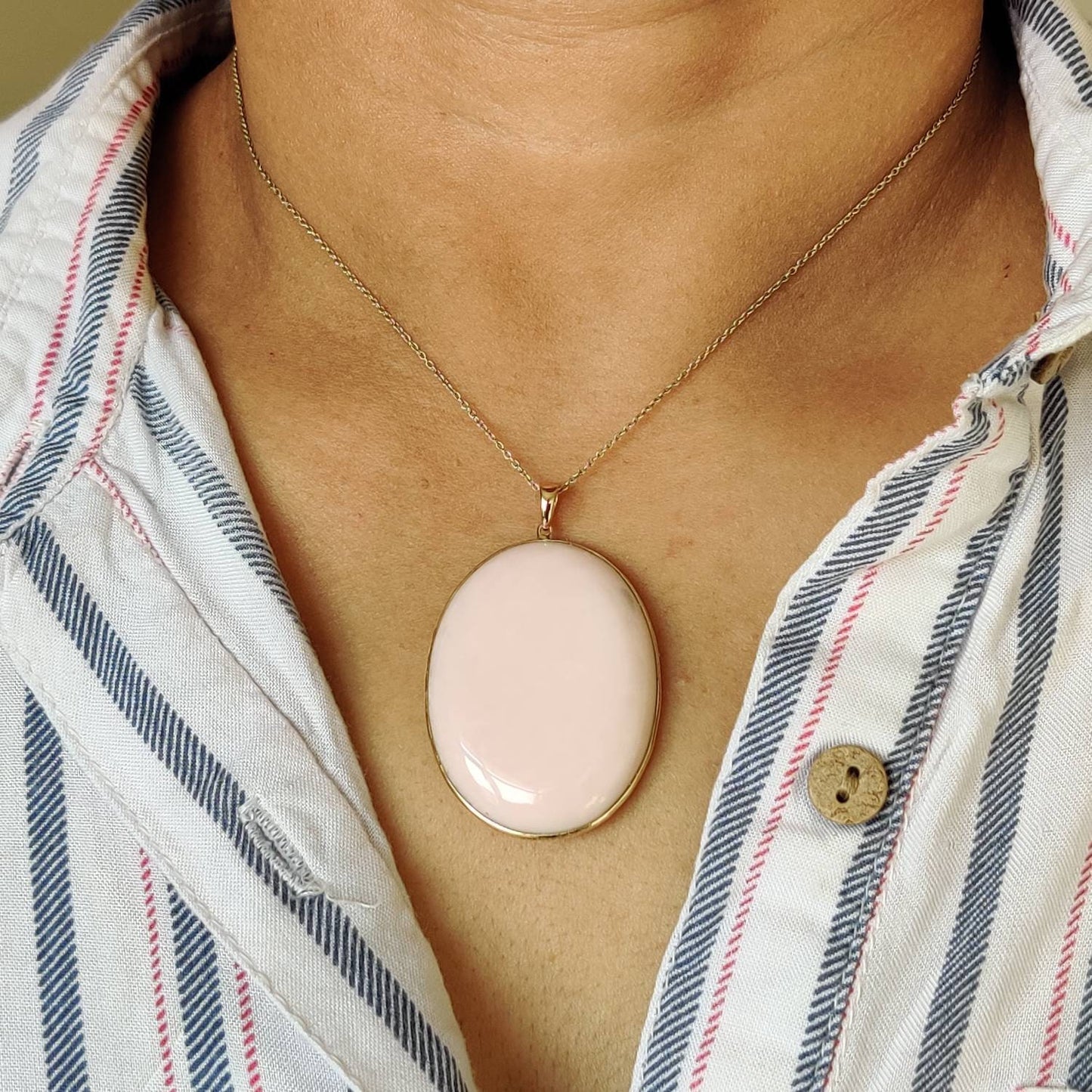 Natural Pink Opal Pendant, 14K Solid Gold Pink Opal Pendant, Solid Gold Bezel Pendant, October Birthstone, Opal Jewelry, Valentine Gift