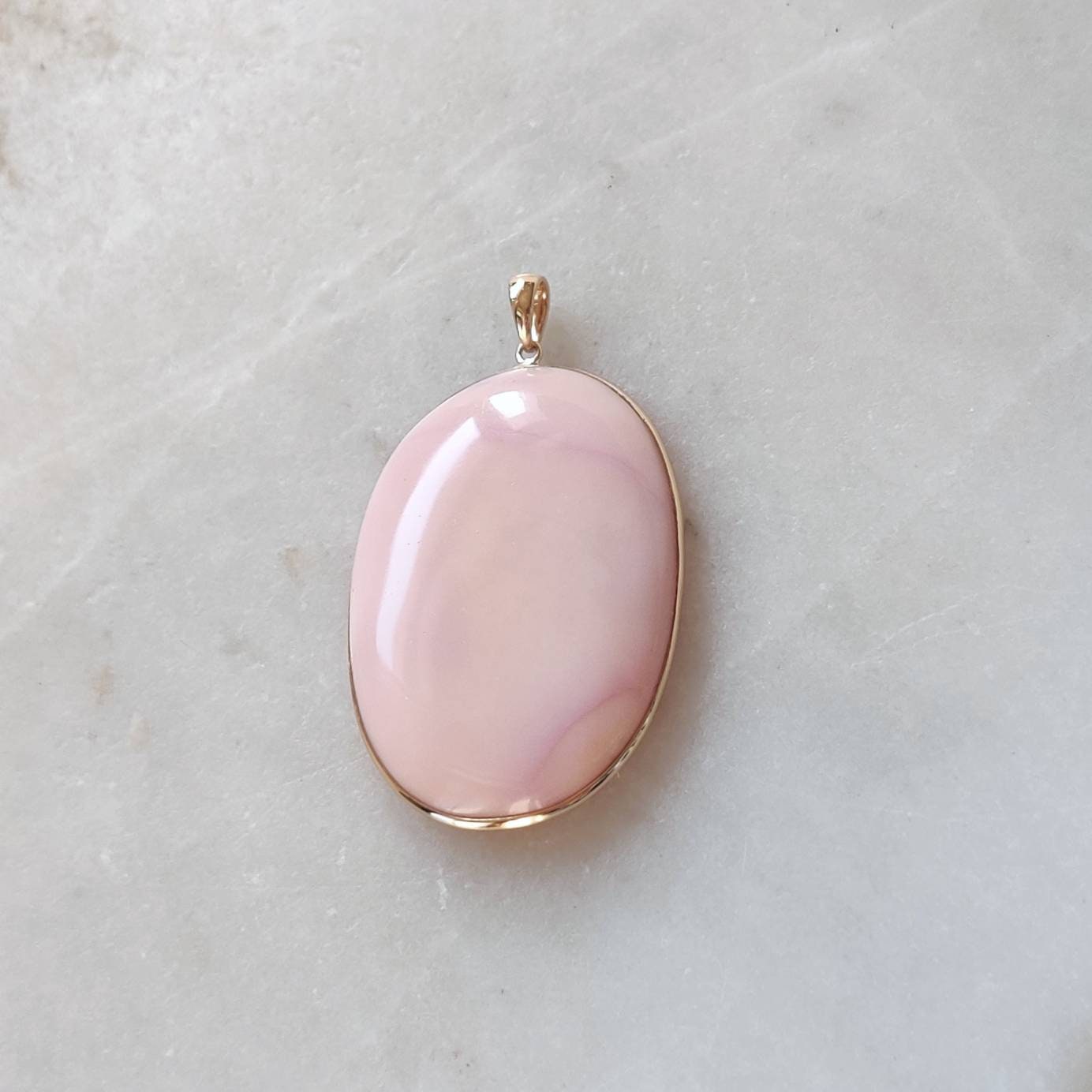 Natural Pink Opal Pendant, 14K Solid Gold Opal Pendant, Solid Gold Bezel Pendant, October Birthstone, Christmas Gift, Pink Opal Jewelry