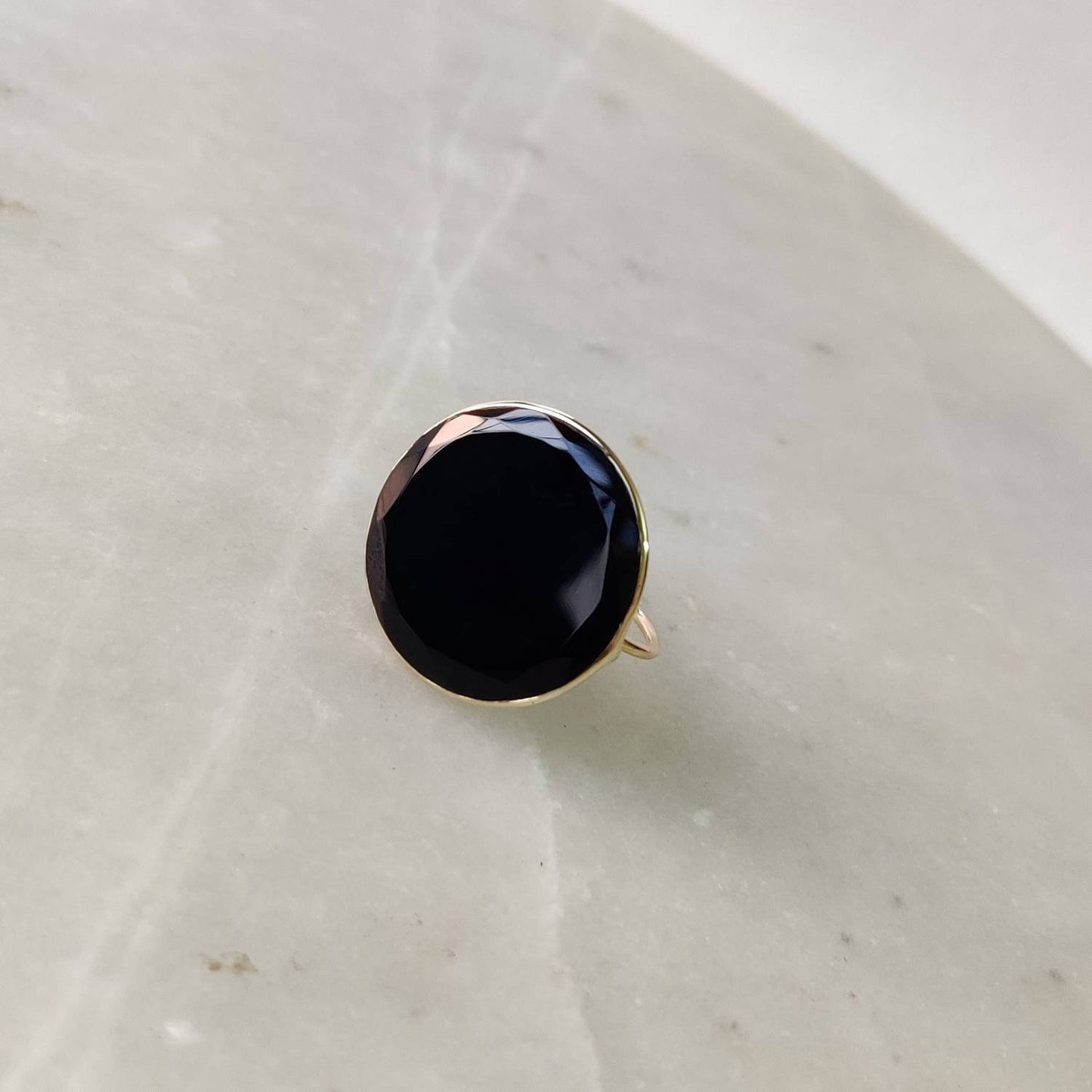 Natural Black Onyx Ring, 14K Solid Gold Ring, 14k Gold Black Onyx Ring, Natural Black Onyx Bezel Ring, December Birthstone, Christmas Gifts