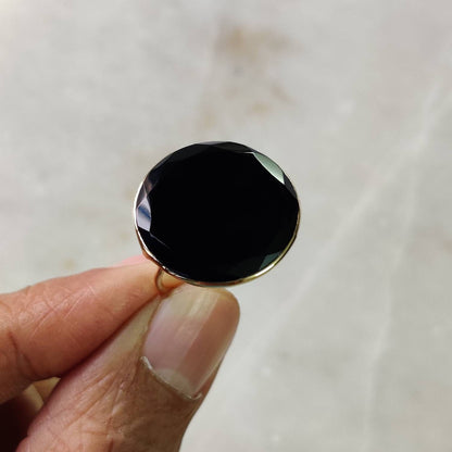 Natural Black Onyx Ring, 14K Solid Gold Ring, 14k Gold Black Onyx Ring, Natural Black Onyx Bezel Ring, December Birthstone, Christmas Gifts