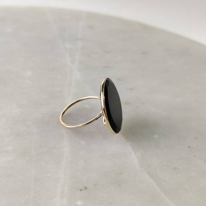 Natural Black Onyx Ring, 14K Solid Gold Ring, 14k Gold Black Onyx Ring, Natural Black Onyx Bezel Ring, December Birthstone, Christmas Gifts