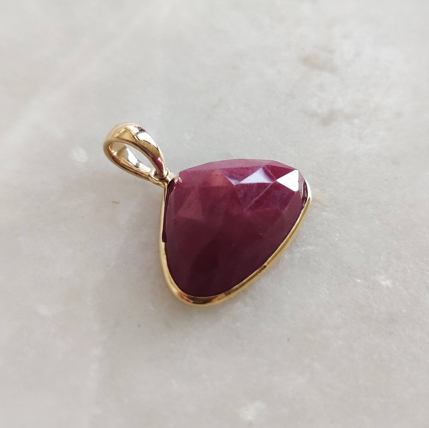 Natural Ruby Pendant, 14K Solid Gold Ruby Pendant, Solid Yellow Gold Ruby pendant Necklace, July Birthstone, Christmas Present, Ruby Jewelry