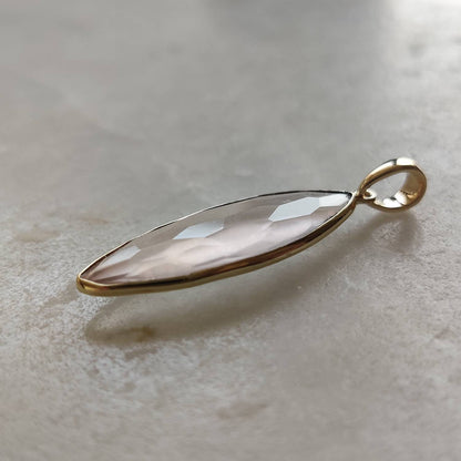 Natural Rose Quartz Pendant, 14K Solid Yellow Gold Quartz Pendant, January Birthstone, Christmas Gift, Bezel Pendant, Rose Quartz Jewelry