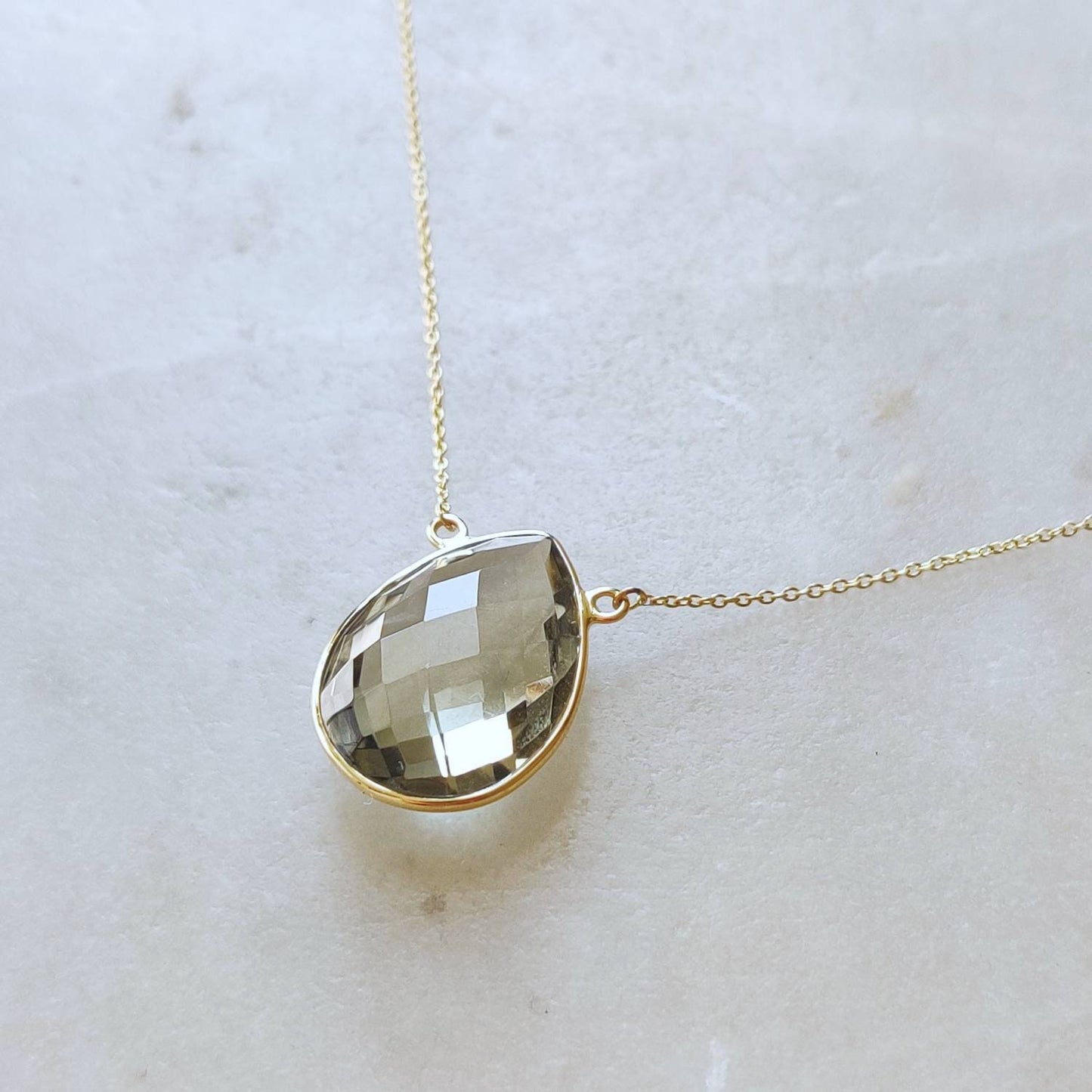 Natural Green Amethyst Pendant, 14K Solid Gold Green Amethyst Pendant, Solid Gold Pendant Necklace, February Birthstone, Christmas Gift