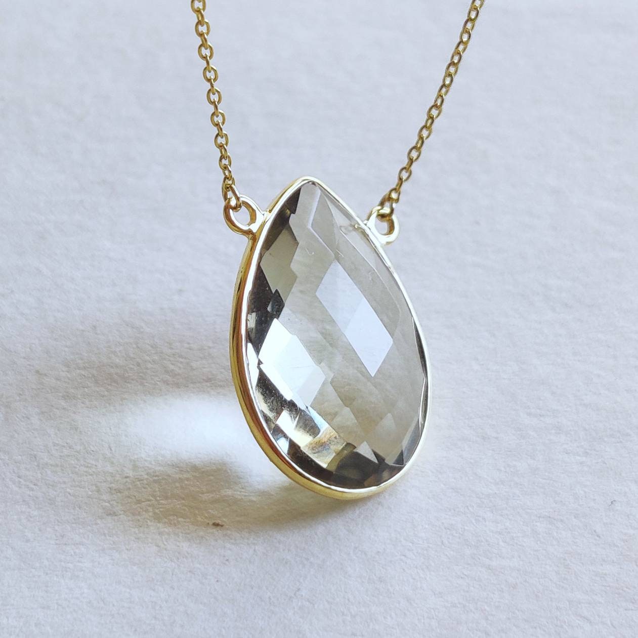 Natural Green Amethyst Pendant, 14K Solid Gold Green Amethyst Pendant, Solid Gold Pendant Necklace, February Birthstone, Christmas Gift