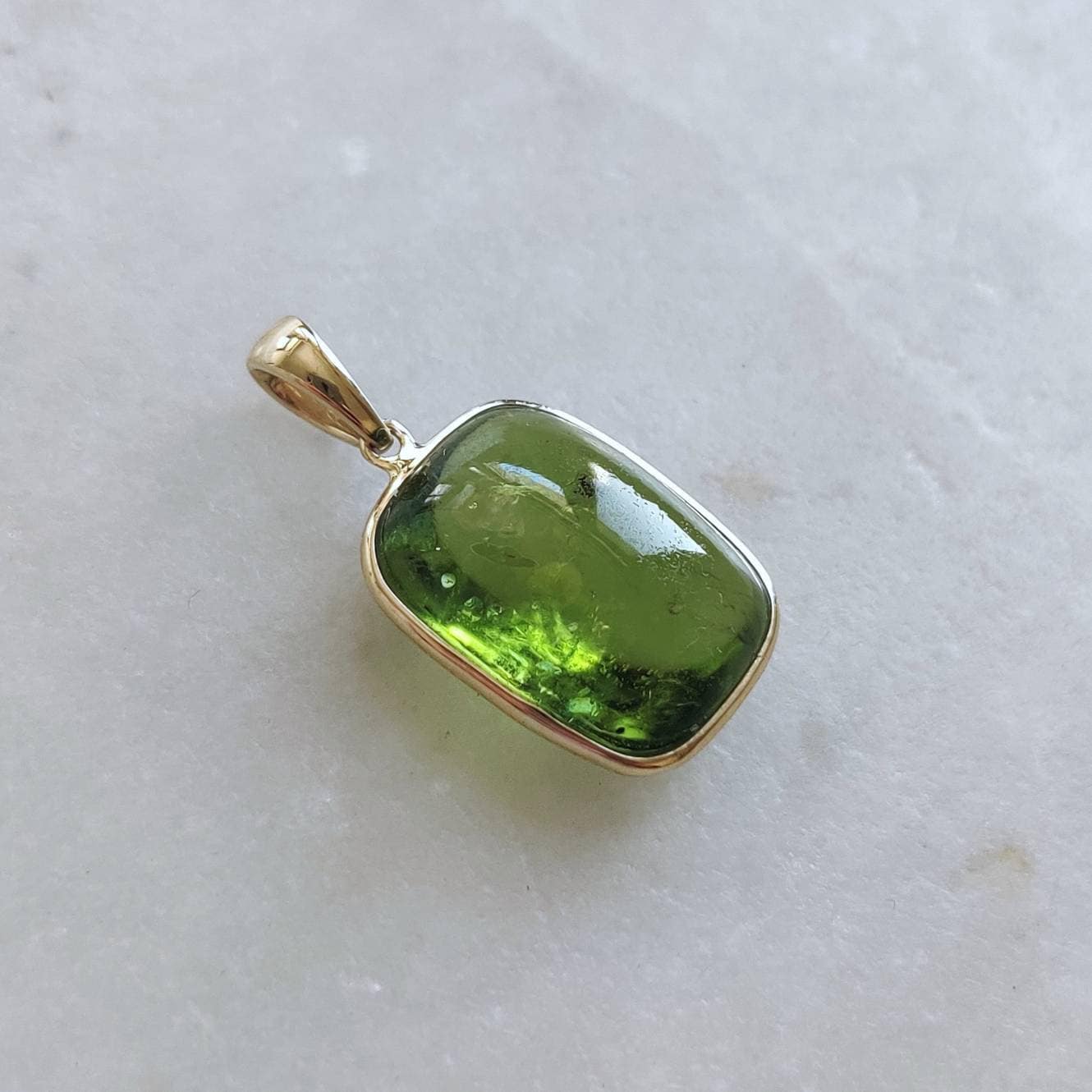 Natural Peridot Pendant, 14K Solid Gold Peridot Pendant, Solid Gold Pendant Necklace, August Birthstone, Christmas Gift, Peridot Jewelry