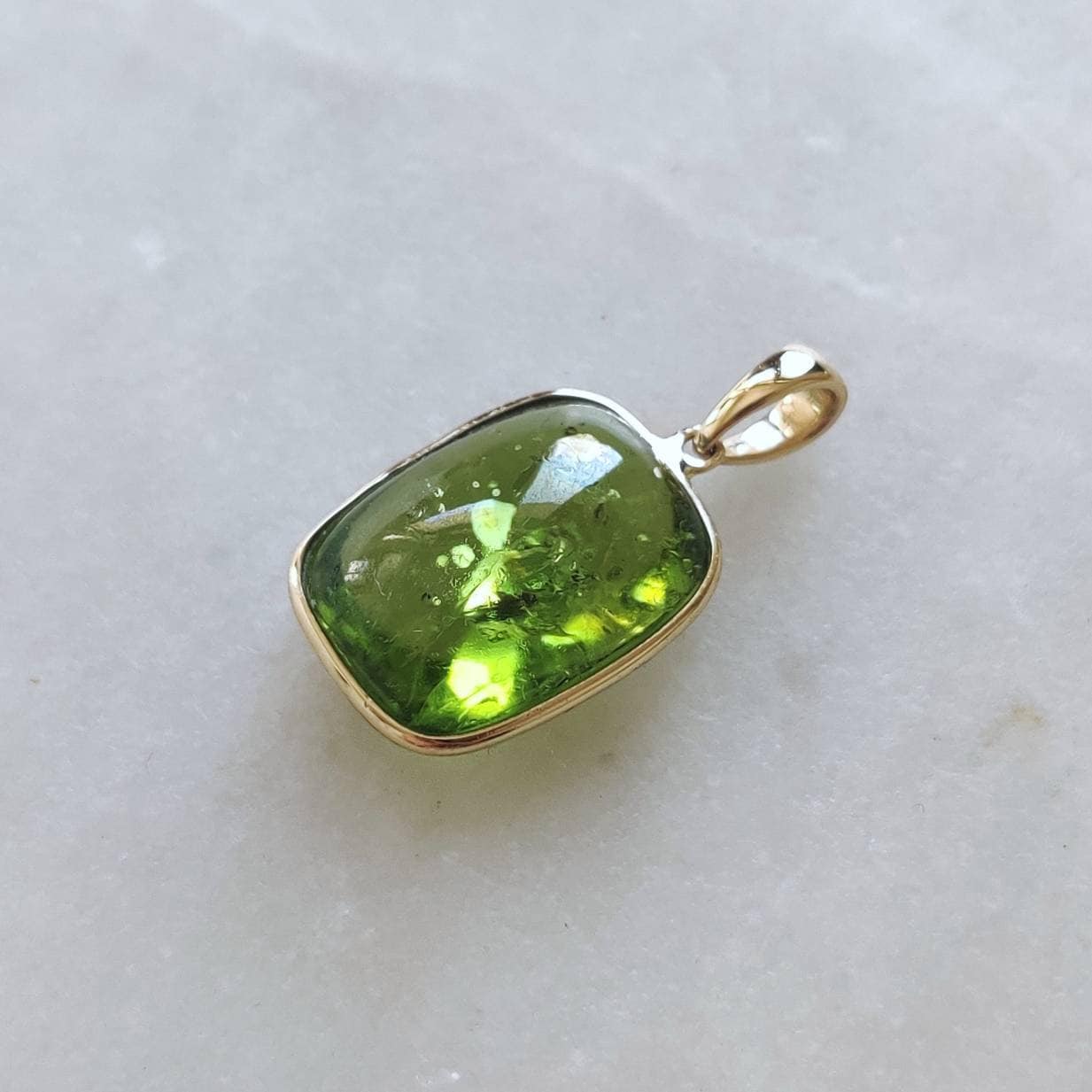 Natural Peridot Pendant, 14K Solid Gold Peridot Pendant, Solid Gold Pendant Necklace, August Birthstone, Christmas Gift, Peridot Jewelry