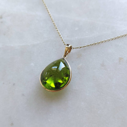 Natural Peridot Pendant, 14K Solid Gold Peridot Pendant, Solid Gold Pendant Necklace, August Birthstone, Christmas Gift, Peridot Jewelry