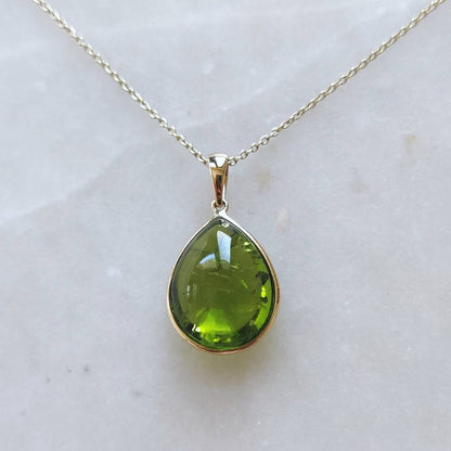 Natural Peridot Pendant, 14K Solid Gold Peridot Pendant, Solid Gold Pendant Necklace, August Birthstone, Christmas Gift, Peridot Jewelry