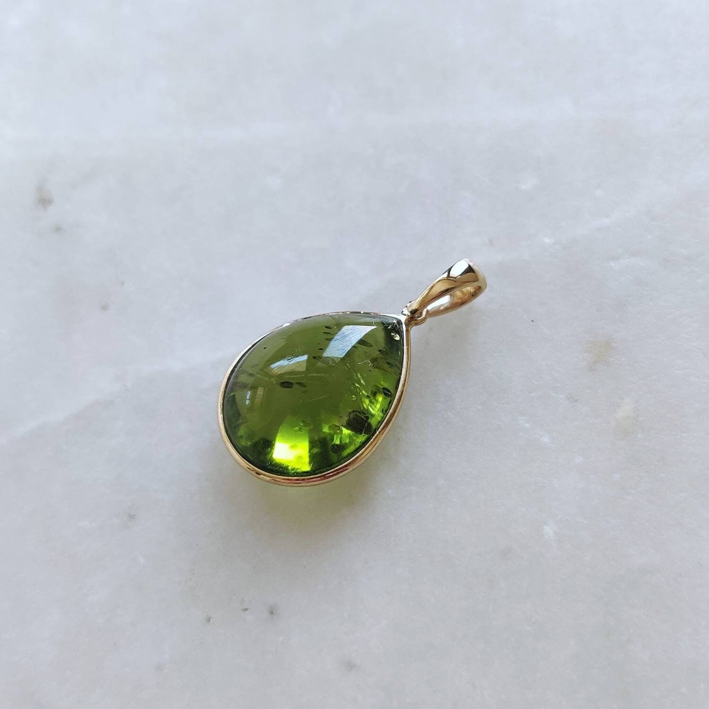 Natural Peridot Pendant, 14K Solid Gold Peridot Pendant, Solid Gold Pendant Necklace, August Birthstone, Christmas Gift, Peridot Jewelry