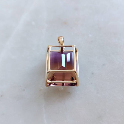 Natural Ametrine Pendant, Purple Amethyst & Citrine Pendant Necklace, 14K Solid Gold Ametrine Pendant, Christmas Gift, Feb Nov Birthstone