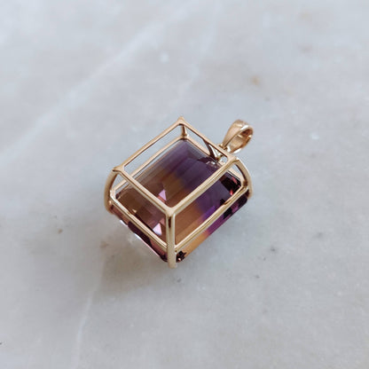 Natural Ametrine Pendant, Purple Amethyst & Citrine Pendant Necklace, 14K Solid Gold Ametrine Pendant, Christmas Gift, Feb Nov Birthstone