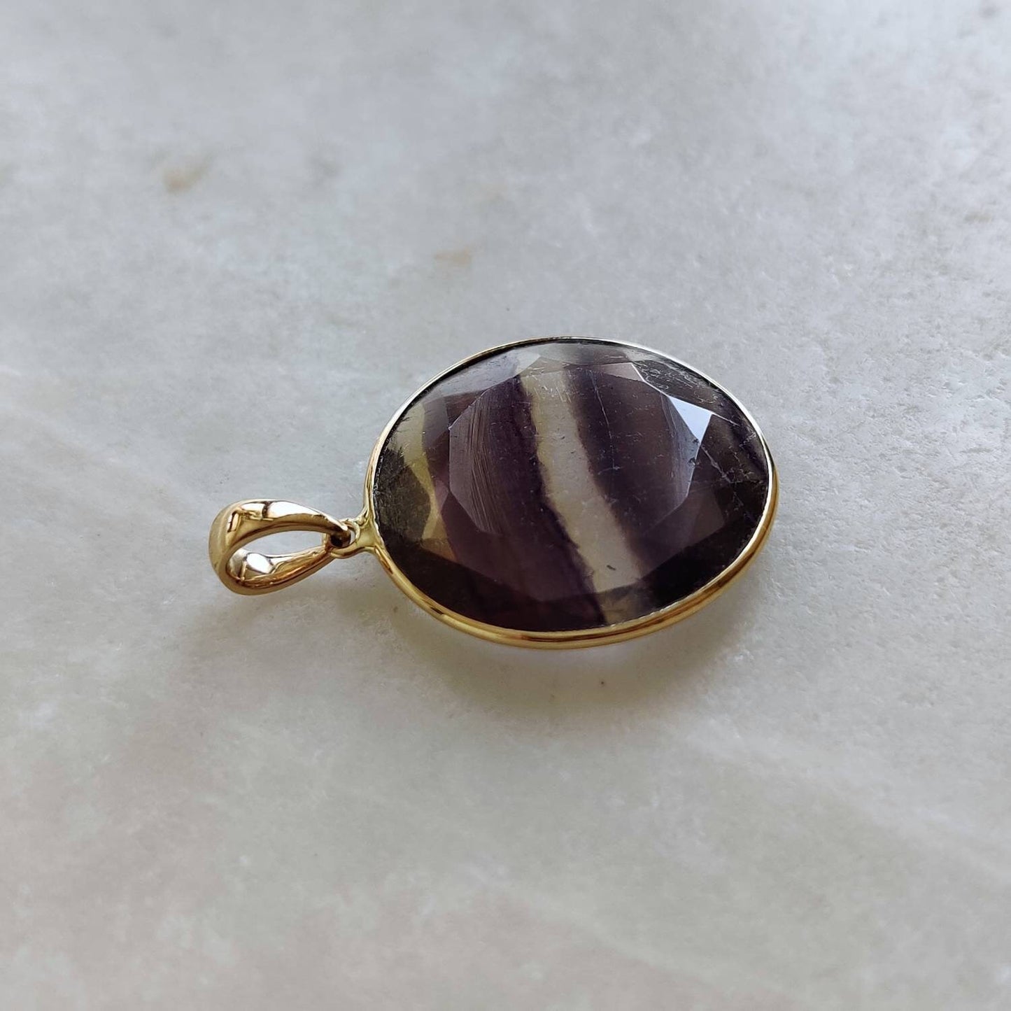 Natural Fluorite Pendant, 14K Solid Gold Fluorite Pendant, Solid Gold Pendant Necklace, March Birthstone, Valentine Gift, Flourite Jewelry