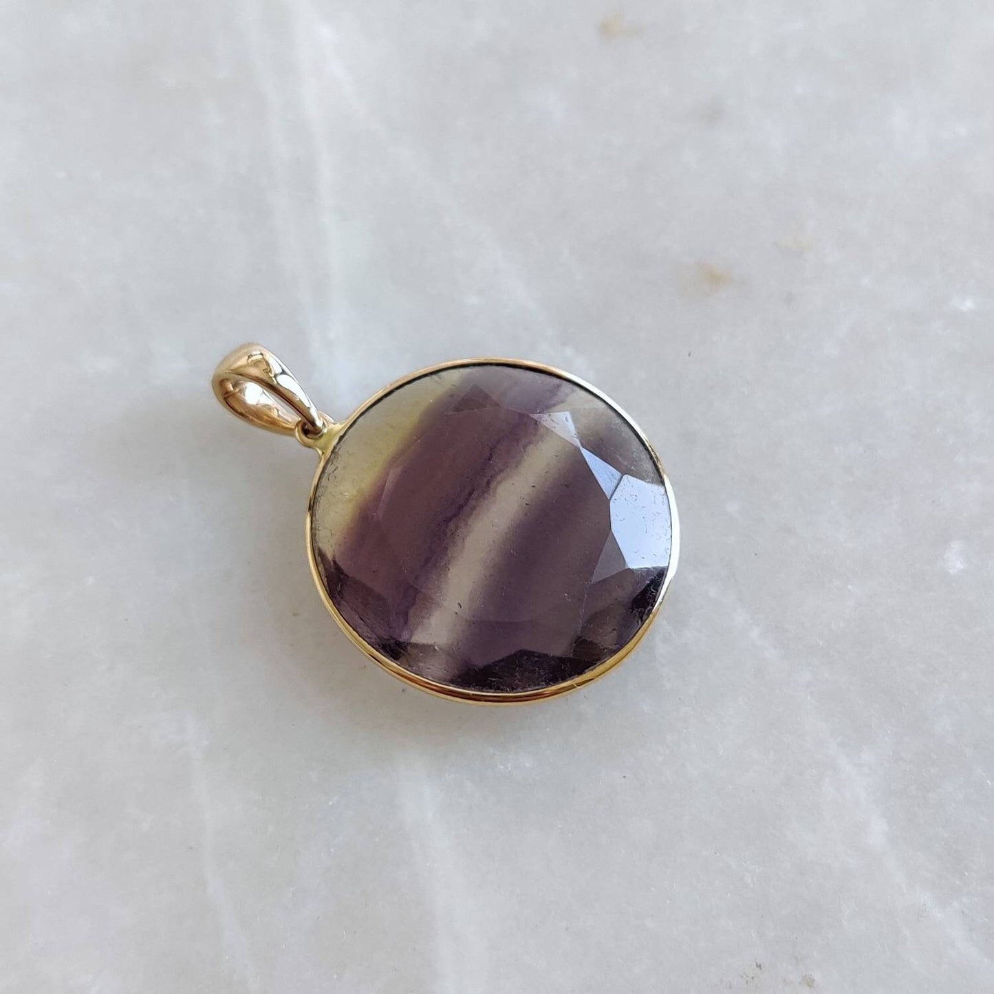 Natural Fluorite Pendant, 14K Solid Gold Fluorite Pendant, Solid Gold Pendant Necklace, March Birthstone, Valentine Gift, Flourite Jewelry