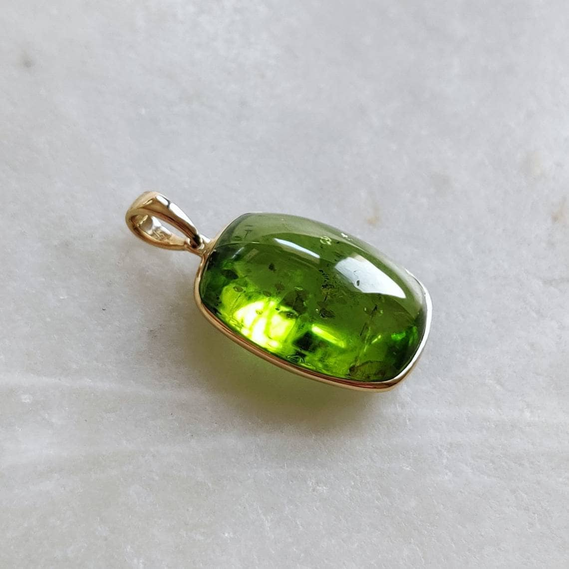 Natural Peridot Pendant, 14K Solid Gold Peridot Pendant, Solid Gold Pendant Necklace, August Birthstone, Christmas Gift, Peridot Jewelry