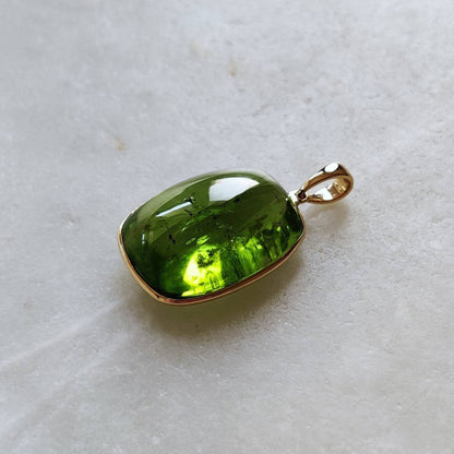 Natural Peridot Pendant, 14K Solid Gold Peridot Pendant, Solid Gold Pendant Necklace, August Birthstone, Christmas Gift, Peridot Jewelry