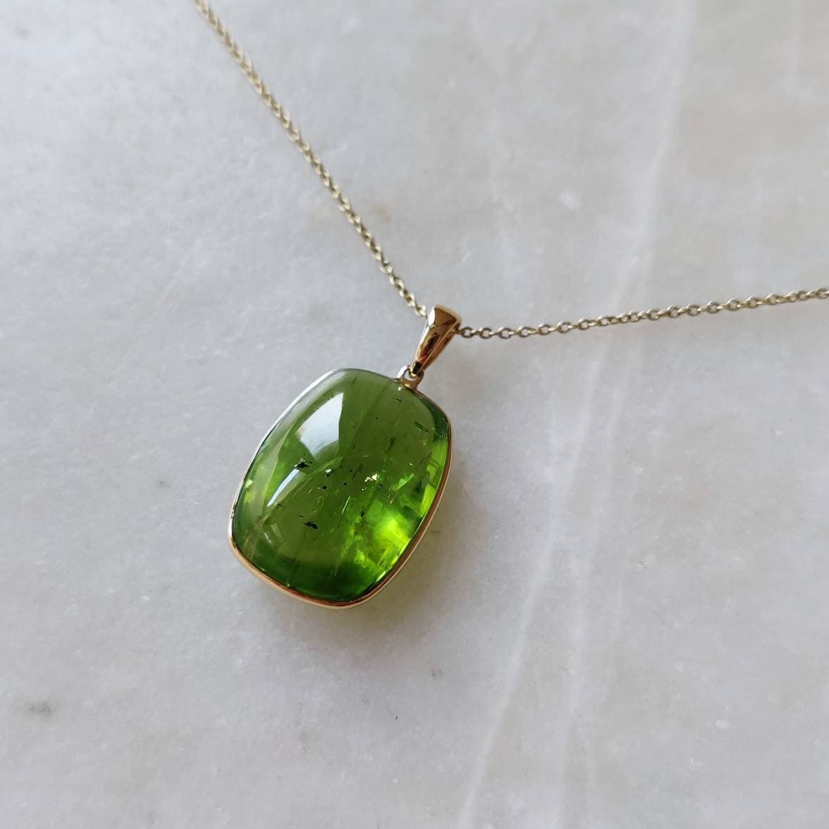 Natural Peridot Pendant, 14K Solid Gold Peridot Pendant, Solid Gold Pendant Necklace, August Birthstone, Christmas Gift, Peridot Jewelry