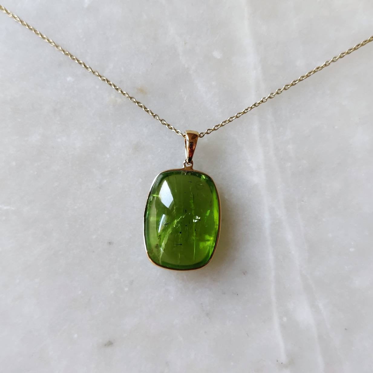 Natural Peridot Pendant, 14K Solid Gold Peridot Pendant, Solid Gold Pendant Necklace, August Birthstone, Christmas Gift, Peridot Jewelry