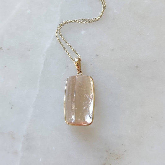 Natural Morganite Pendant, 14K Solid Yellow Gold Morganite Pendant, Bezel Pendant, November Birthstone, Morganite Jewelry, Christmas Gift