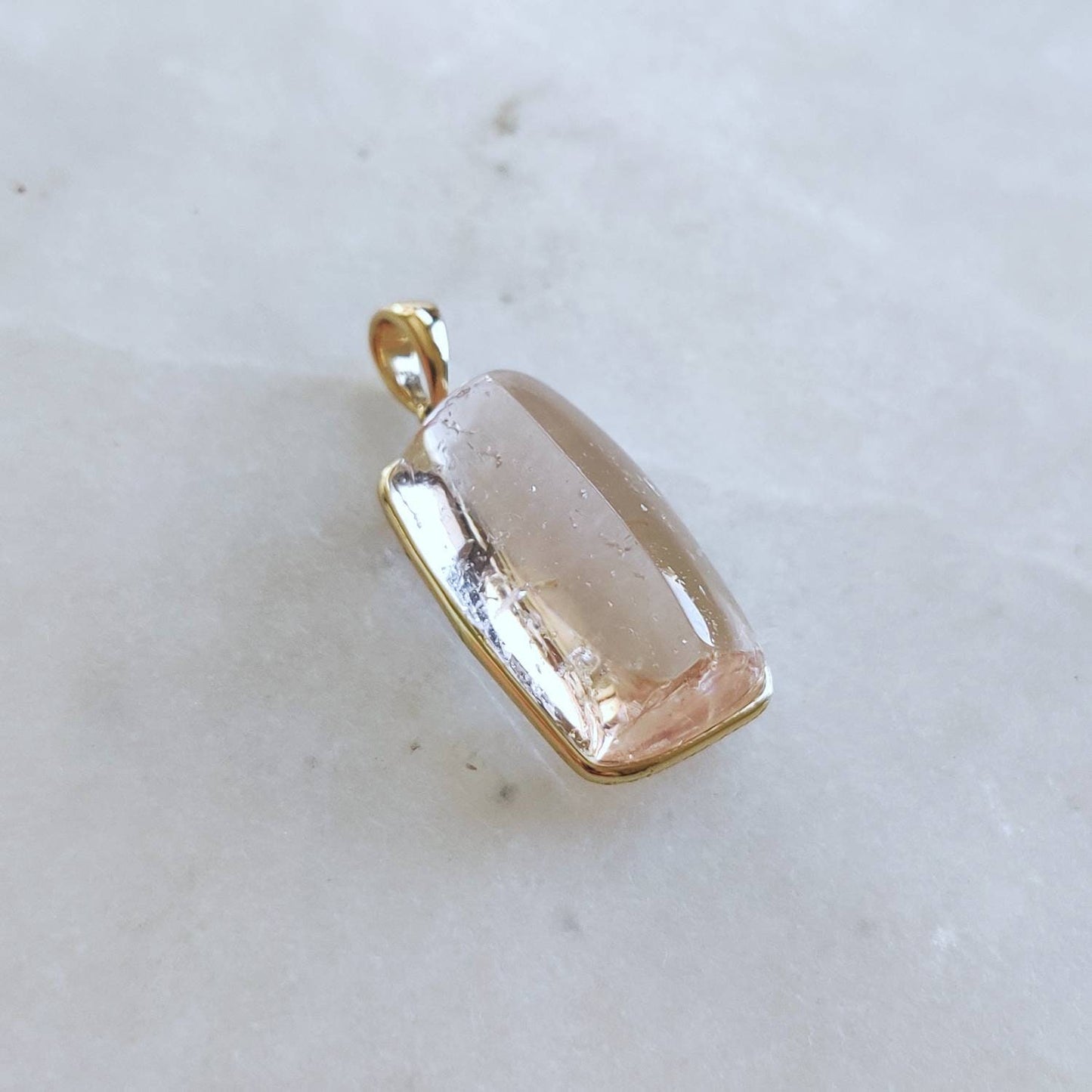 Natural Morganite Pendant, 14K Solid Yellow Gold Morganite Pendant, Bezel Pendant, November Birthstone, Morganite Jewelry, Christmas Gift