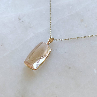 Natural Morganite Pendant, 14K Solid Yellow Gold Morganite Pendant, Bezel Pendant, November Birthstone, Morganite Jewelry, Christmas Gift