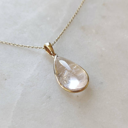 Natural Morganite Pendant, 14K Solid Yellow Gold Morganite Pendant, Bezel Pendant, November Birthstone, Christmas Gift, Morganite Jewelry