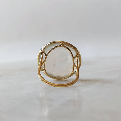 Natural Mother of Pearl Ring, 14K Solid Gold Ring, MOP Gold Ring, Mother Of Pearl Jewelry, June Birthstone, Christmas Gift, Bezel Ring