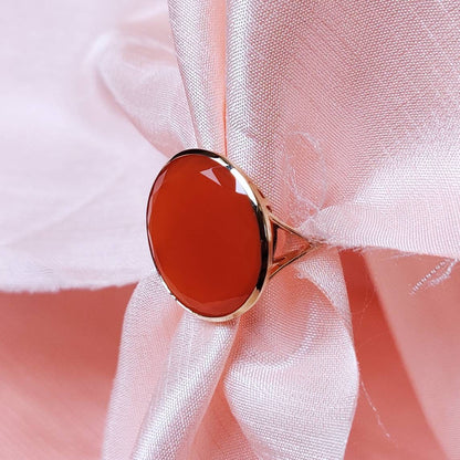 Natural Red Onyx Ring, 14K Solid Gold Ring, Red Onyx Gold Ring, Onyx Jewelry, December Birthstone, Mystical Birthstone, Gift for her