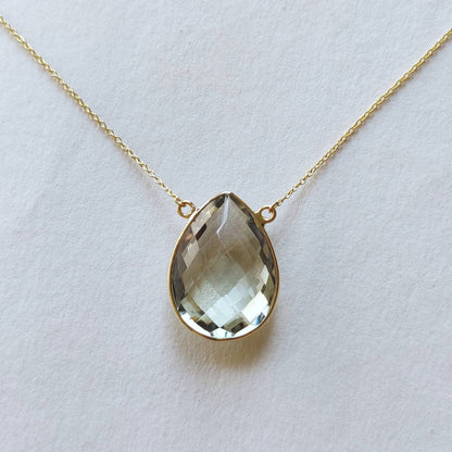 Natural Green Amethyst Pendant, 14K Solid Gold Green Amethyst Pendant, Solid Gold Pendant Necklace, February Birthstone, Christmas Gift