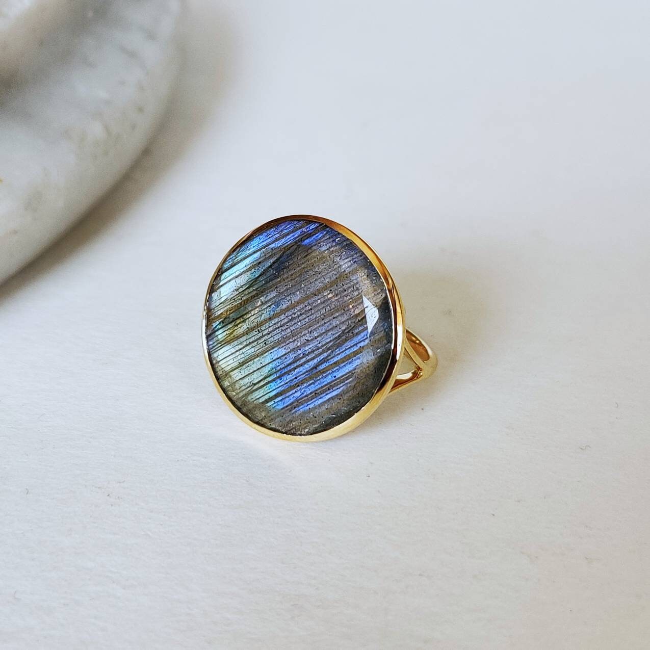 Natural Labradorite Ring, 14K Solid Yellow Gold Labradorite Gold Ring, Labradorite Jewelry, Dainty Ring, November Birthstone, Christmas Gift