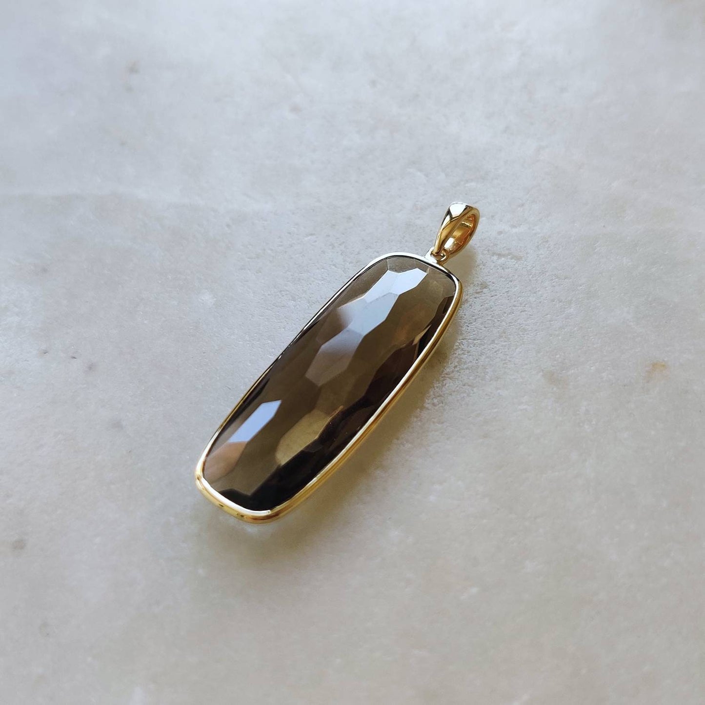 Natural Smoky Quartz Pendant, 14K Solid Gold Smoky Quartz Pendant, Solid Gold Bezel Pendant, June Birthstone, Christmas Gift, Quartz Jewelry