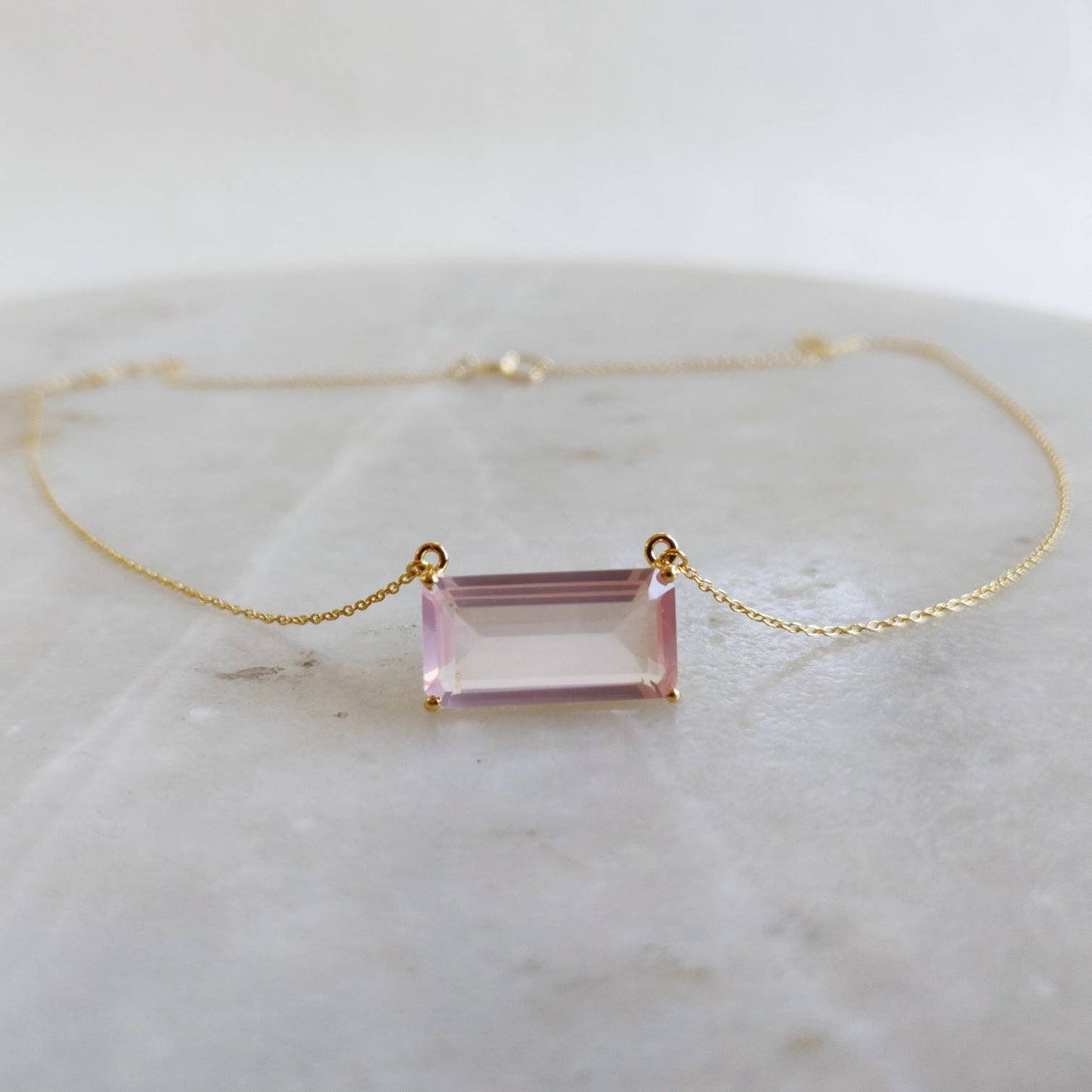 Natural Rose Quartz Pendant, 14K Solid Gold Rose Quartz Pendant, Solid Gold Pendant Necklace, January Birthstone, Christmas Gift