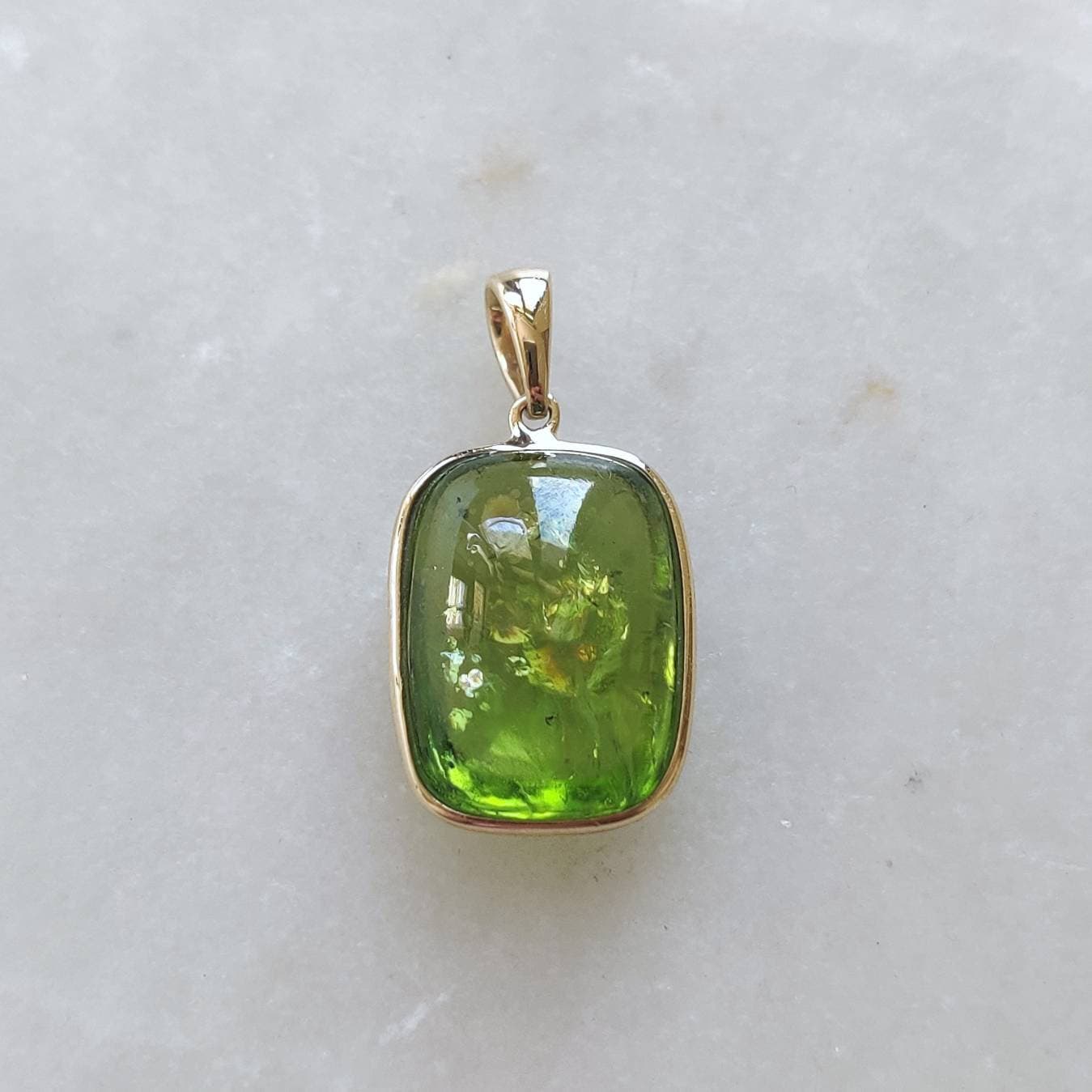 Natural Peridot Pendant, 14K Solid Gold Peridot Pendant, Solid Gold Pendant Necklace, August Birthstone, Christmas Gift, Peridot Jewelry