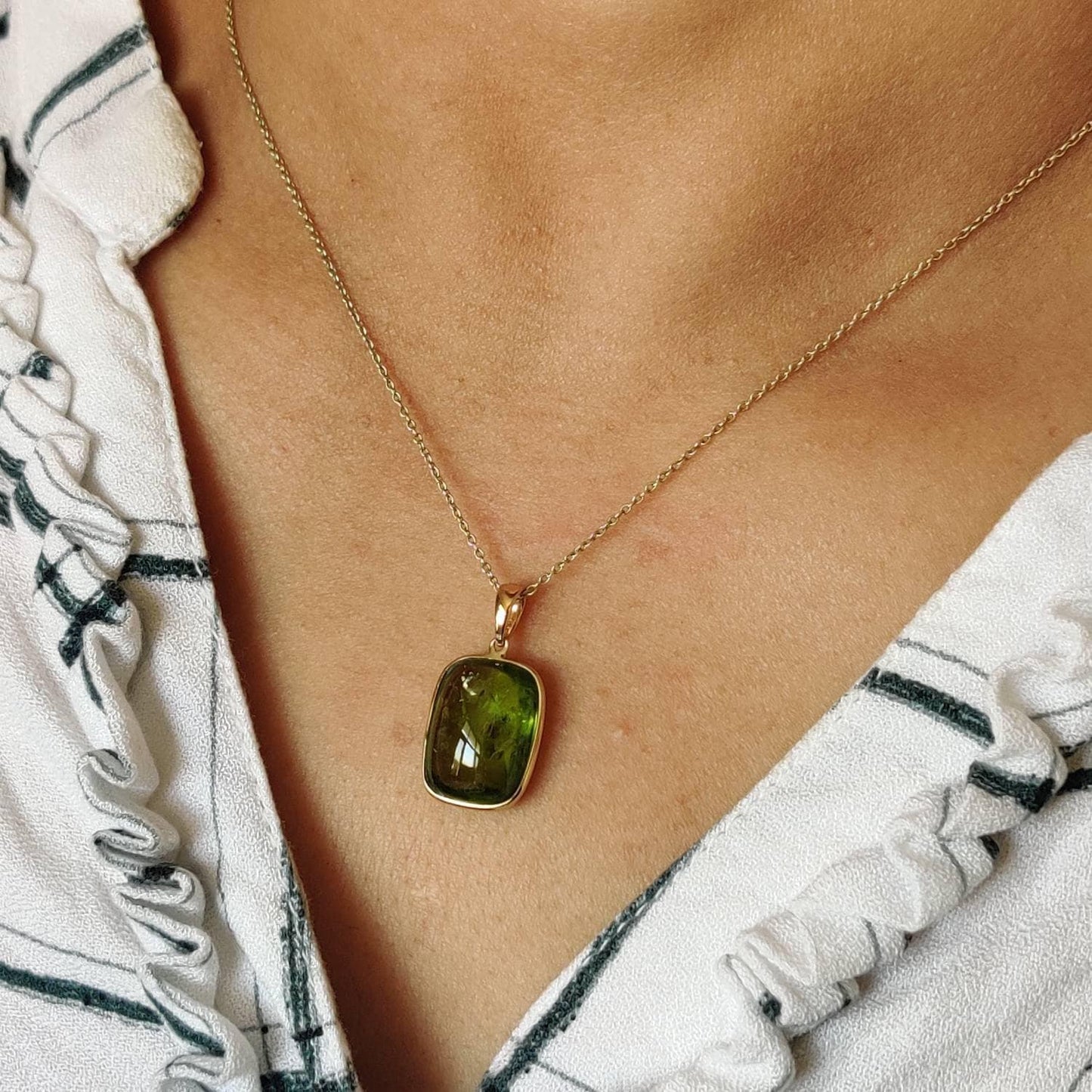 Natural Peridot Pendant, 14K Solid Gold Peridot Pendant, Solid Gold Pendant Necklace, August Birthstone, Christmas Gift, Peridot Jewelry