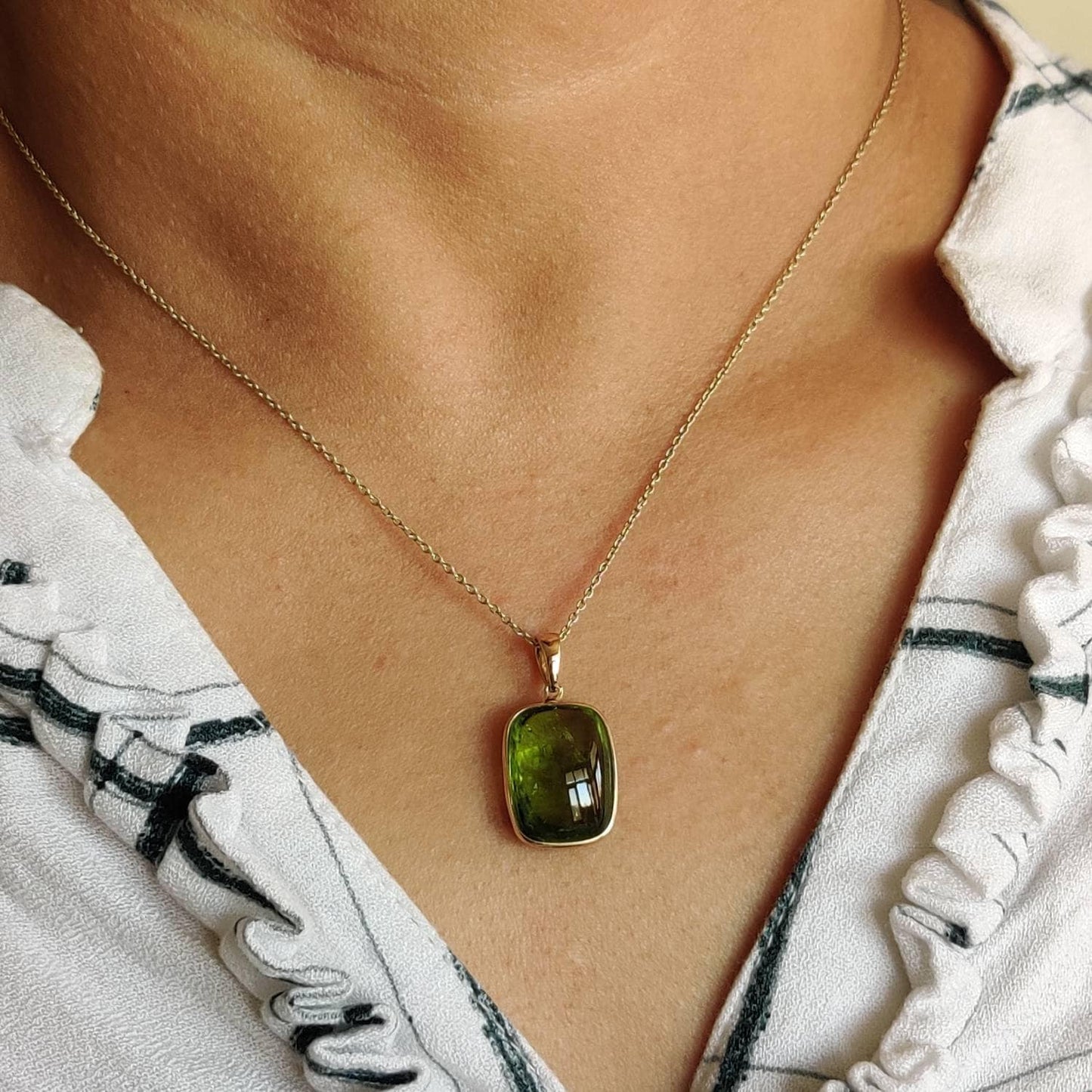 Natural Peridot Pendant, 14K Solid Gold Peridot Pendant, Solid Gold Pendant Necklace, August Birthstone, Christmas Gift, Peridot Jewelry