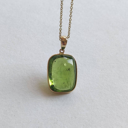 Natural Peridot Pendant, 14K Solid Gold Peridot Pendant, Solid Gold Pendant Necklace, August Birthstone, Christmas Gift, Peridot Jewelry