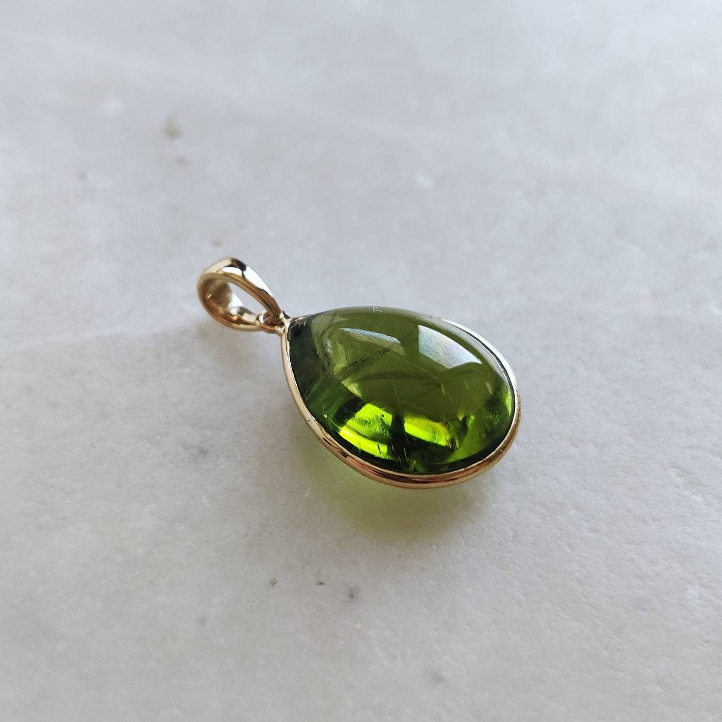 Natural Peridot Pendant, 14K Solid Gold Peridot Pendant, Solid Gold Pendant Necklace, August Birthstone, Christmas Gift, Peridot Jewelry