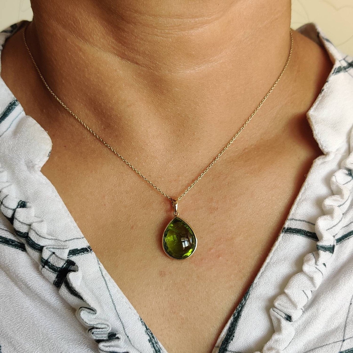 Natural Peridot Pendant, 14K Solid Gold Peridot Pendant, Solid Gold Pendant Necklace, August Birthstone, Christmas Gift, Peridot Jewelry