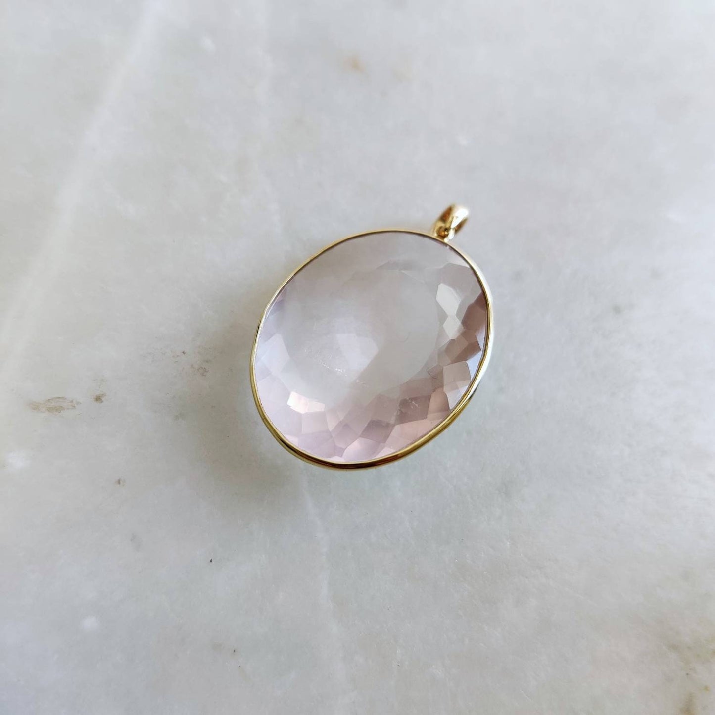 Natural Rose Quartz Pendant, 14K Solid Gold Rose Quartz Pendant, Bezel Pendant , January Birthstone, Christmas Gift, Rose Quartz Jewelry