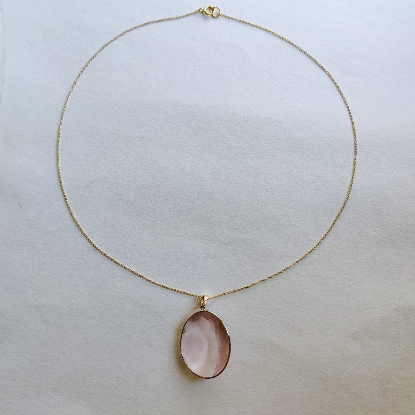 Natural Rose Quartz Pendant, 14K Solid Gold Rose Quartz Pendant, Bezel Pendant , January Birthstone, Christmas Gift, Rose Quartz Jewelry