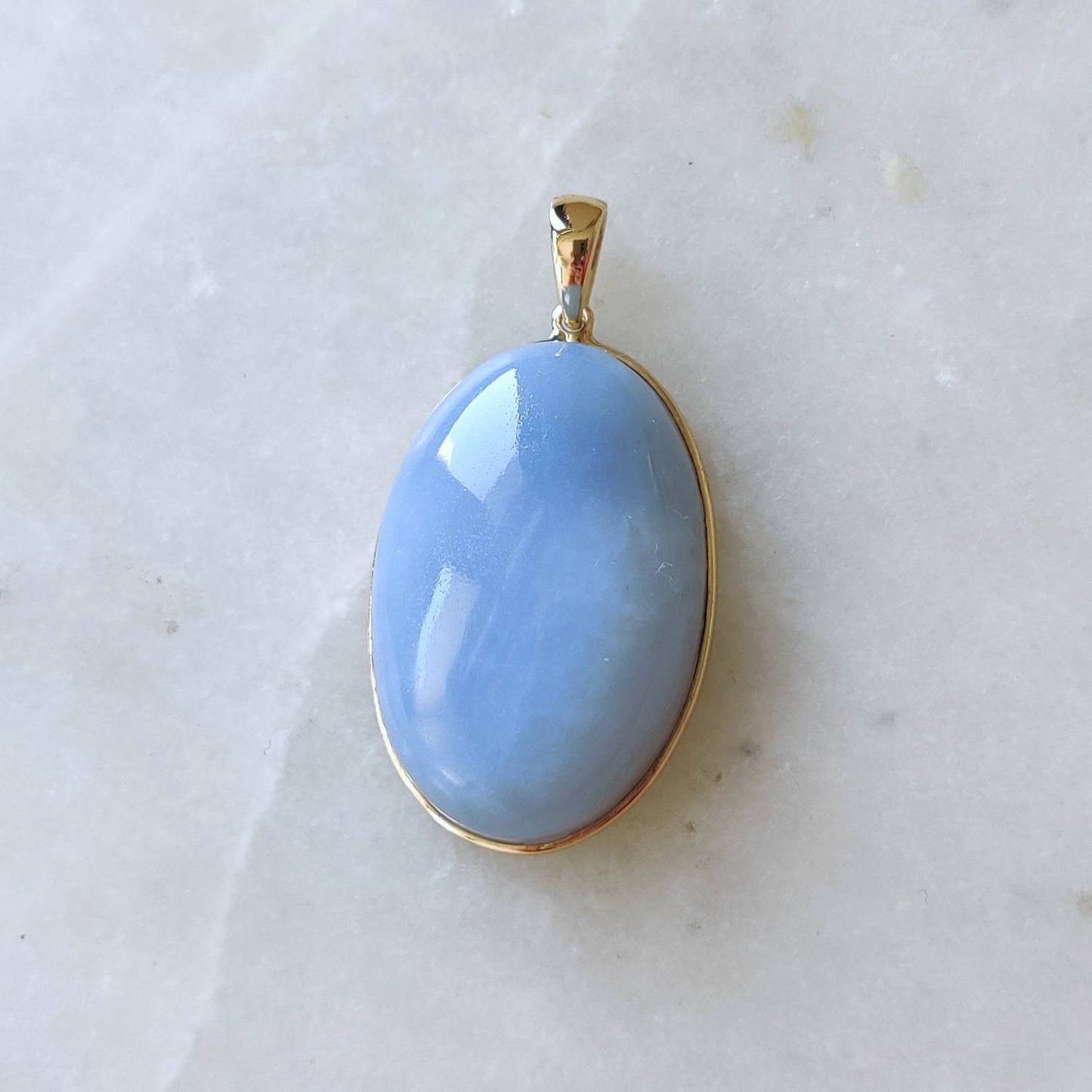 Natural Blue Opal Pendant, 14K Solid Yellow Gold Blue Opal Pendant, October Birthstone Pendant, Blue Opal Jewelry, Christmas Present