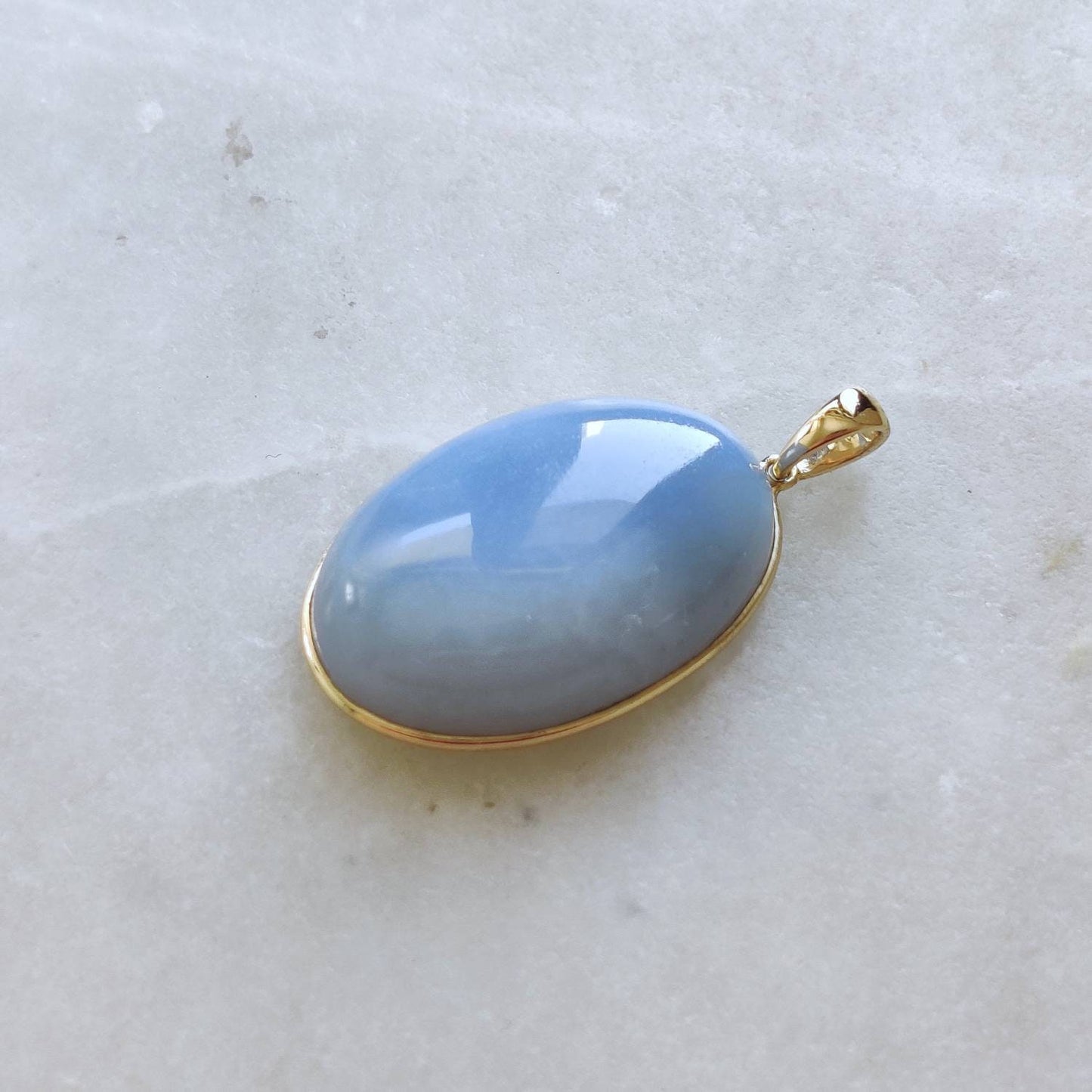 Natural Blue Opal Pendant, 14K Solid Yellow Gold Blue Opal Pendant, October Birthstone Pendant, Blue Opal Jewelry, Christmas Present