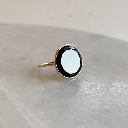 Natural Black Onyx Ring, 14K Solid Gold Ring, 14k Gold Black Onyx Ring, Natural Black Onyx Bezel Ring, December Birthstone, Gifts for her