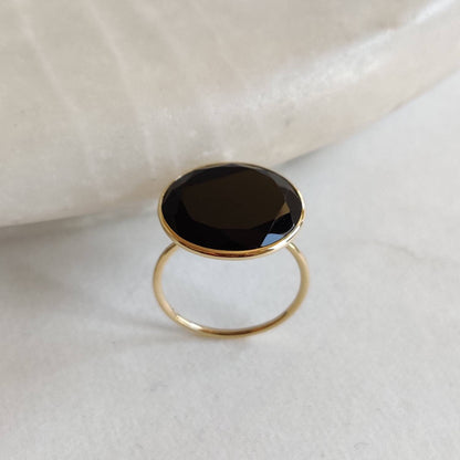 Natural Black Onyx Ring, 14K Solid Gold Ring, 14k Gold Black Onyx Ring, Natural Black Onyx Bezel Ring, December Birthstone, Gifts for her