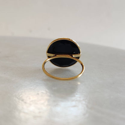 Natural Black Onyx Ring, 14K Solid Gold Ring, 14k Gold Black Onyx Ring, Natural Black Onyx Bezel Ring, December Birthstone, Gifts for her