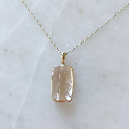 Natural Morganite Pendant, 14K Solid Yellow Gold Morganite Pendant, Bezel Pendant, November Birthstone, Morganite Jewelry, Christmas Gift