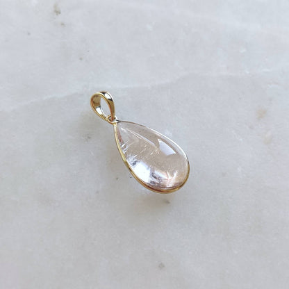 Natural Morganite Pendant, 14K Solid Yellow Gold Morganite Pendant, Bezel Pendant, November Birthstone, Christmas Gift, Morganite Jewelry