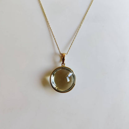 Colgante de amatista verde natural, colgante de amatista verde de oro macizo de 14 quilates, collar con colgante de oro macizo, piedra natal de febrero, regalo de Navidad